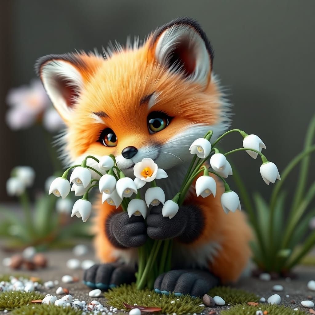 Charming Fox Cub in Vibrant Spring