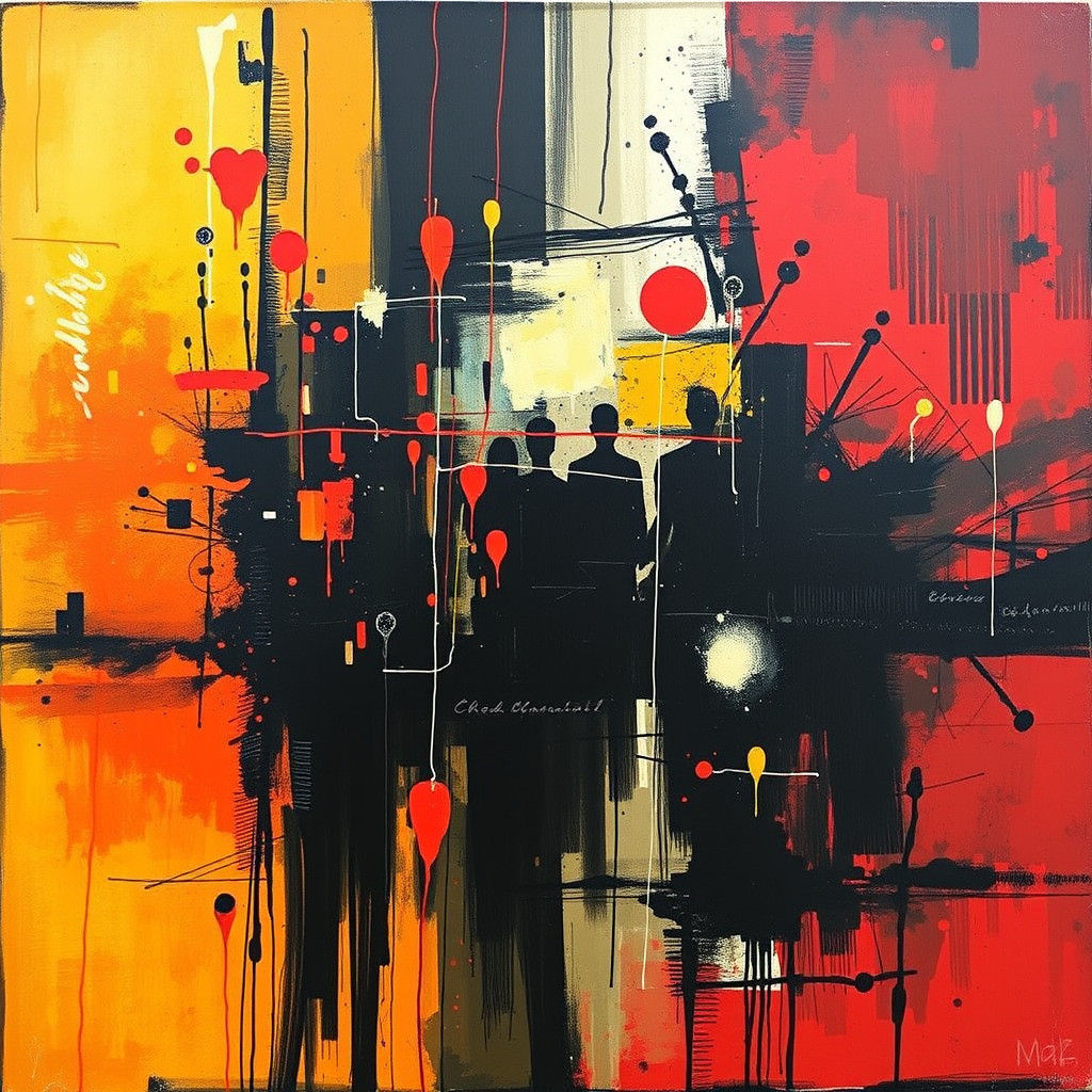 Abstract Neo-Expressionist Superimposition