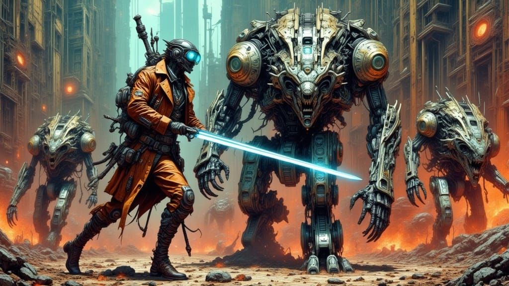 Cyborg Pirate Battles Werewolf Ninjas in Wasteland