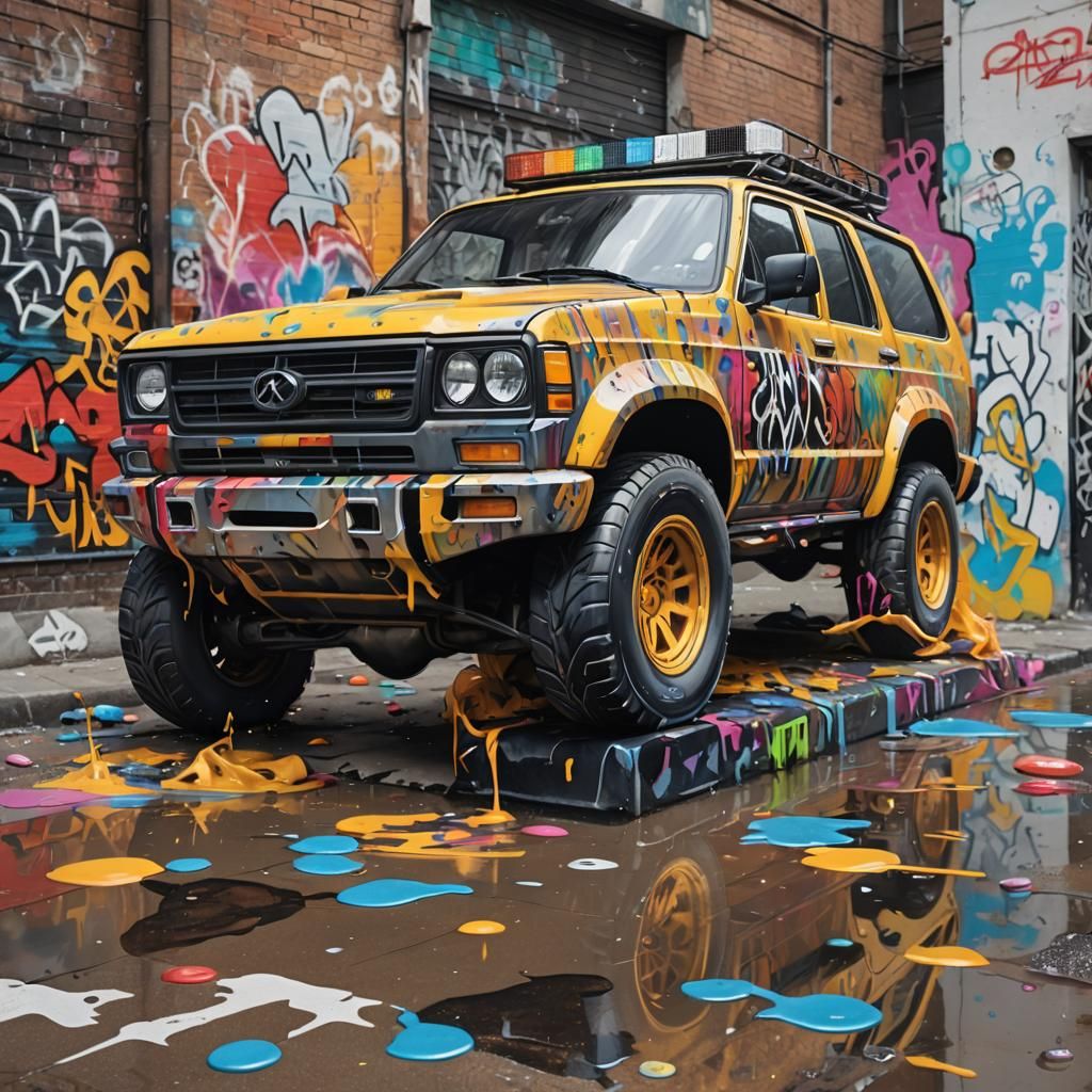Cool SUV in Graffiti Splash Art Style