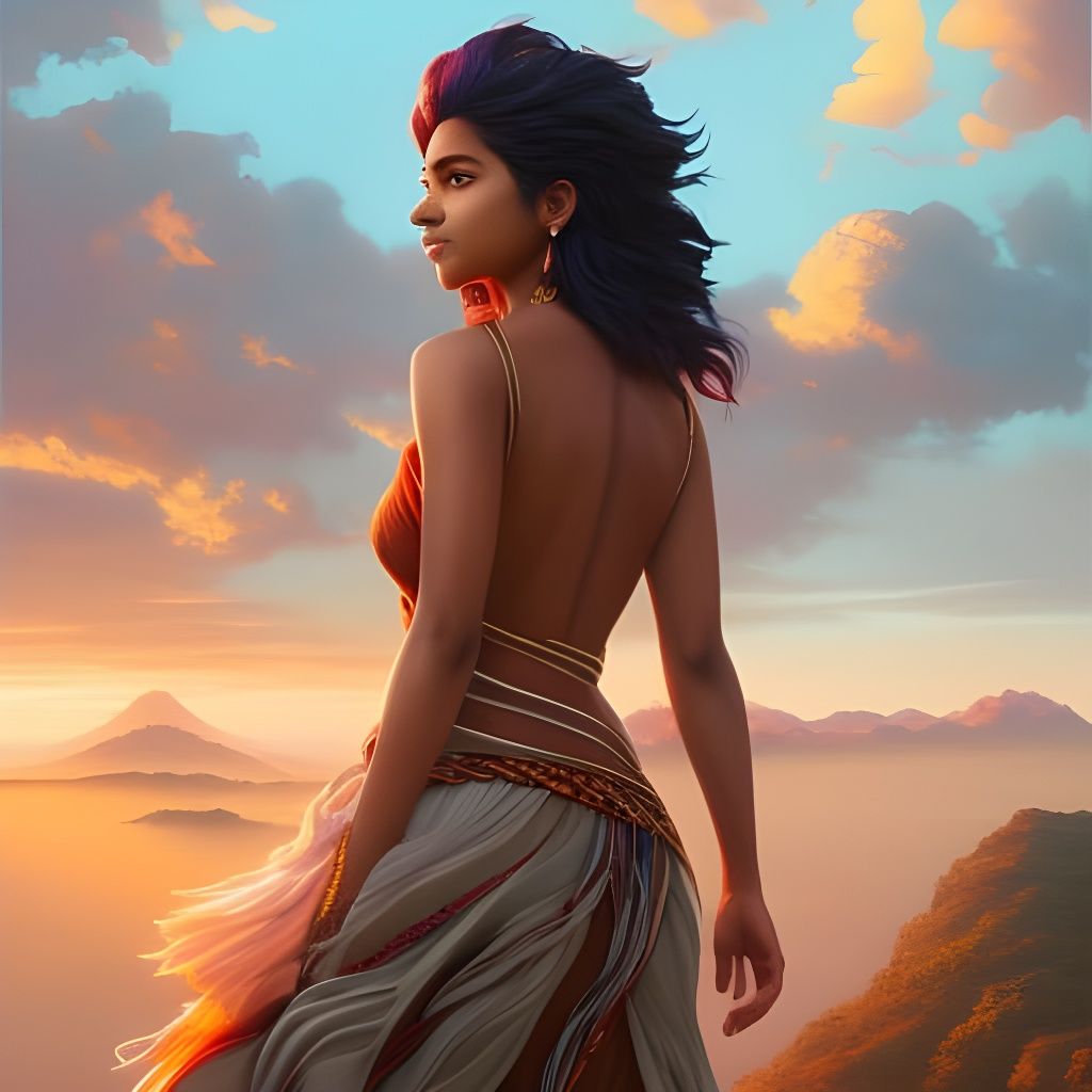 Maya Girl Portrait in Oil Painting Style