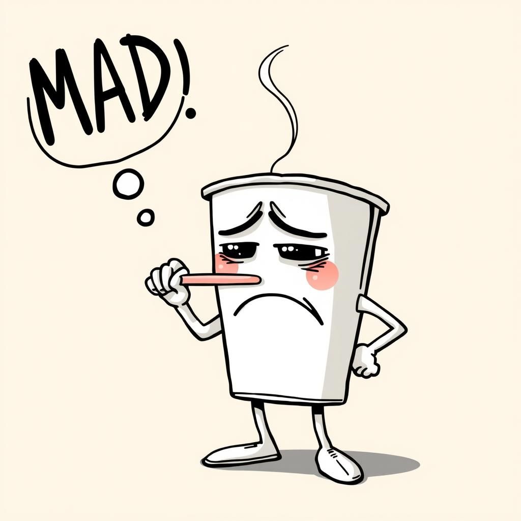 Sad Coffee Cup in Mad Magazine Style