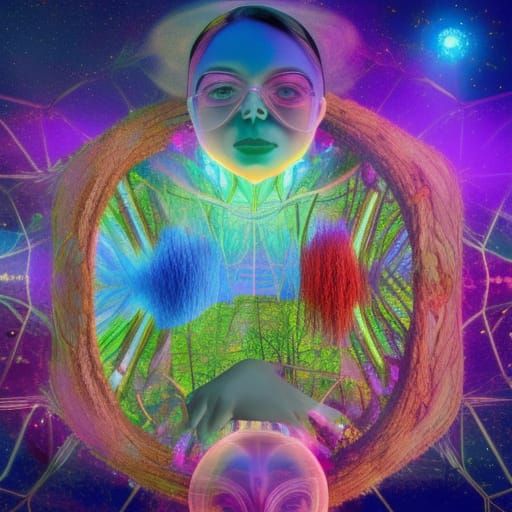 United People in Cosmic Harmony: 8k Illustration