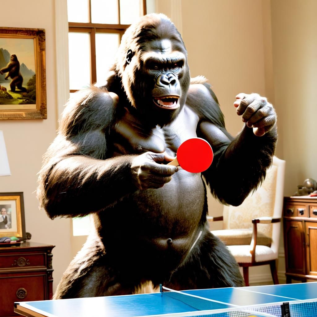 King Kong Plays Ping Pong: A Humorous Scene