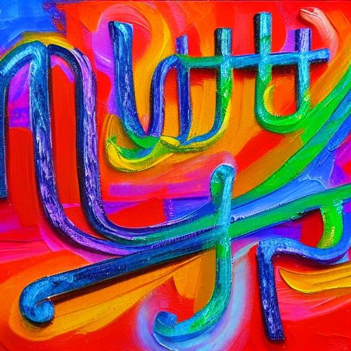 Neon Music Notes in Expressionist Style