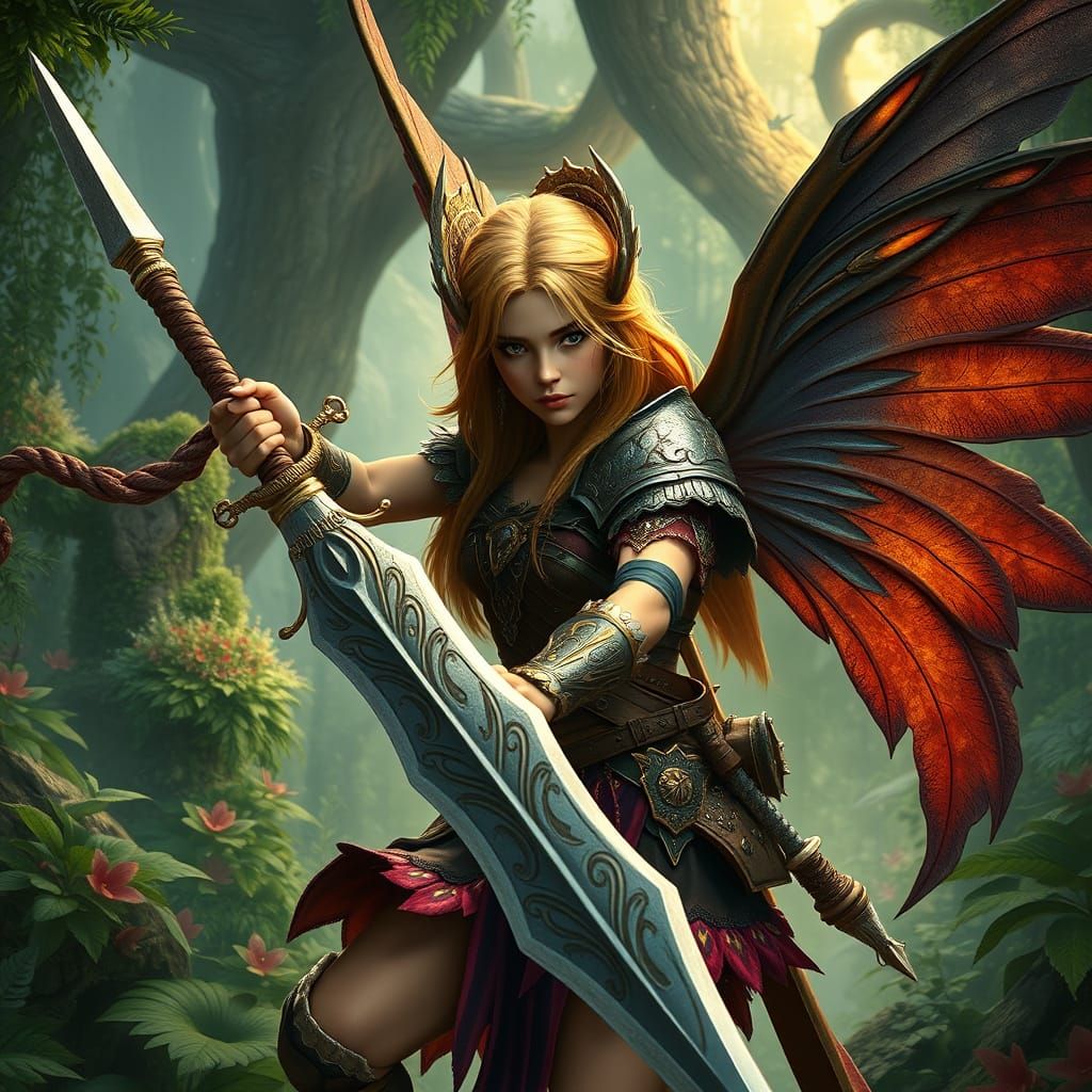 Barbarian Fairy in Mystical Forest: Matte Painting