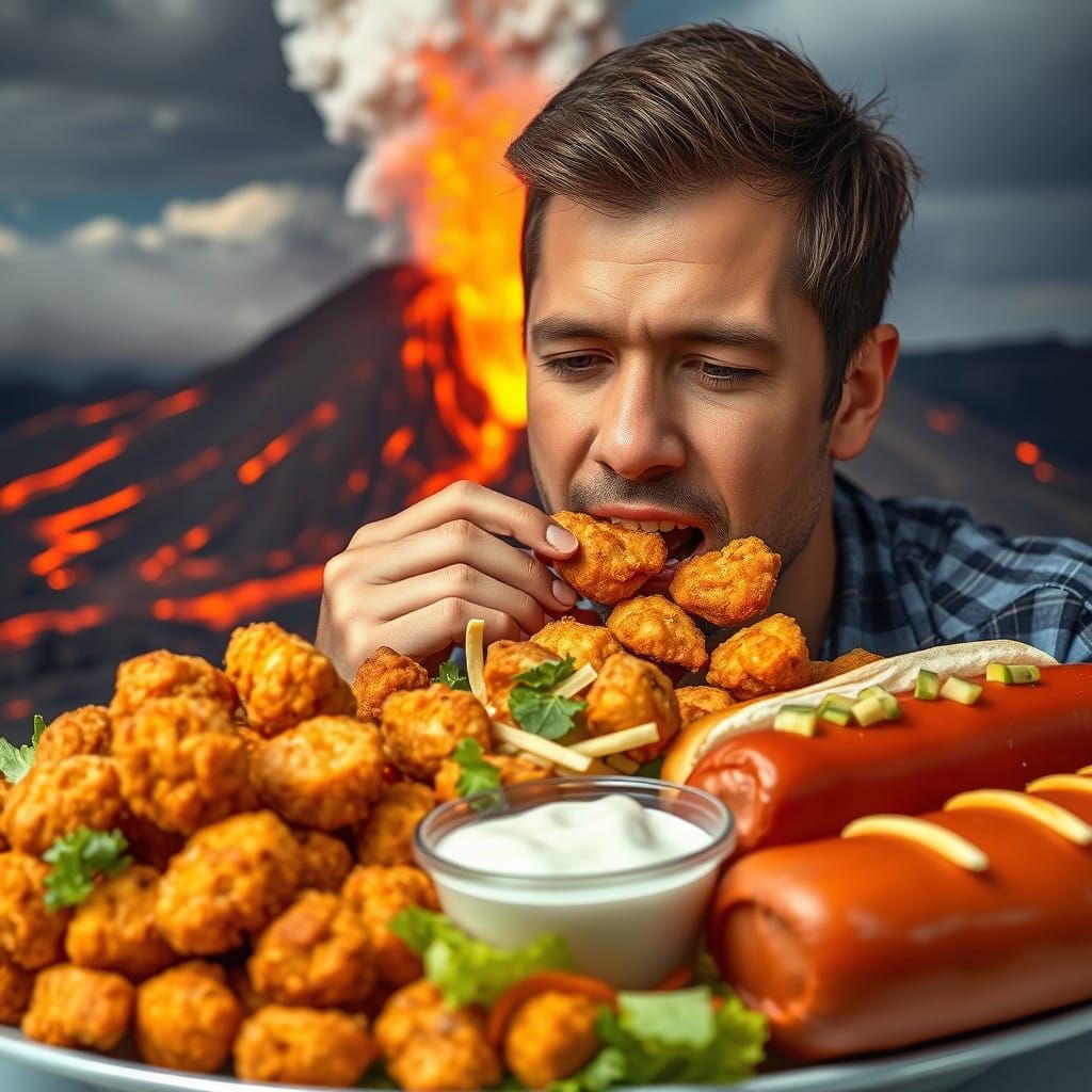 Succulent Chicken Nugget Platter in Cyberpunk Landscape