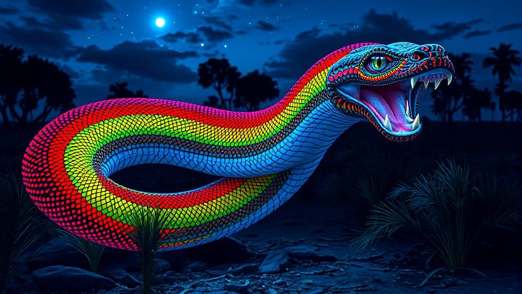 3D Photorealistic Rainbow Serpent Aboriginal Art