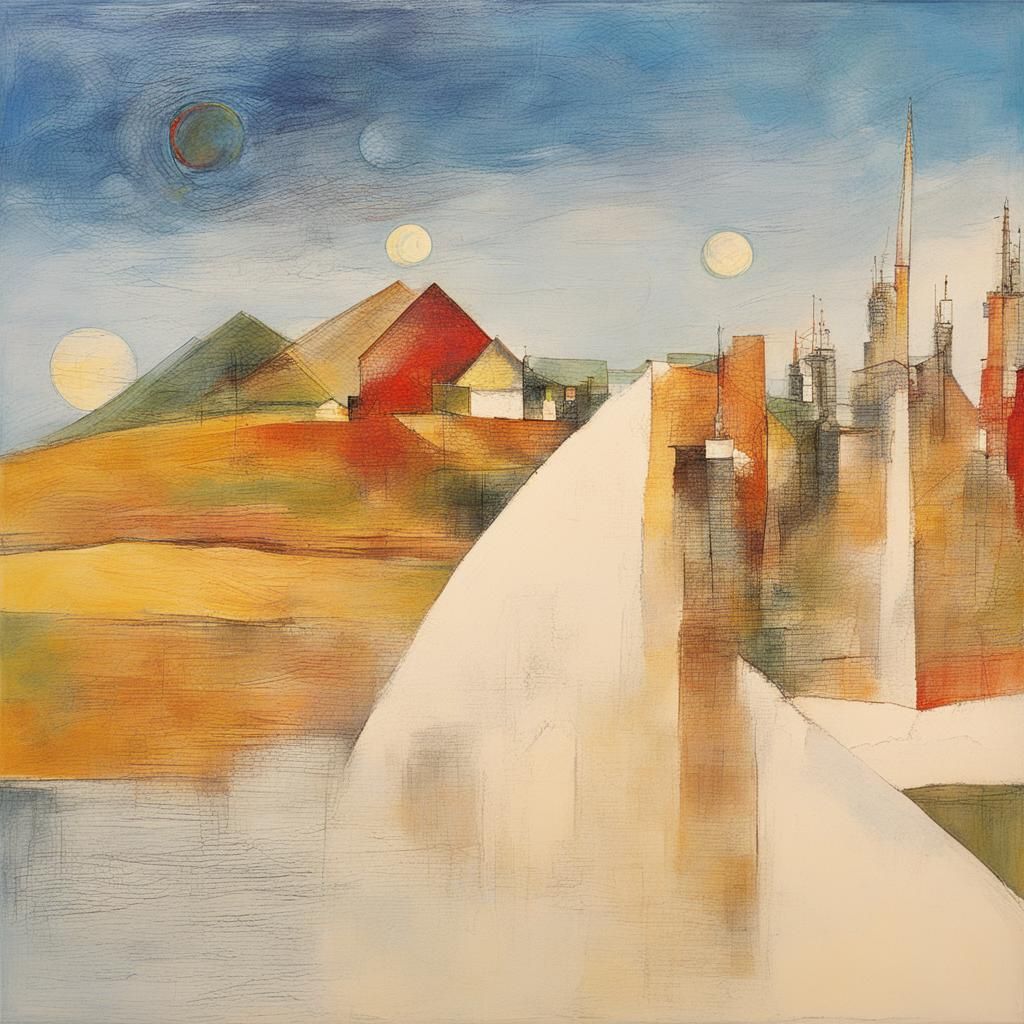 Luminous Abstract Painting in Kandinsky Style