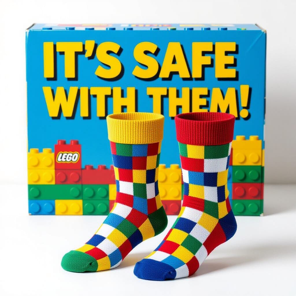 Colorful Lego Brick Socks in Pop Art Style