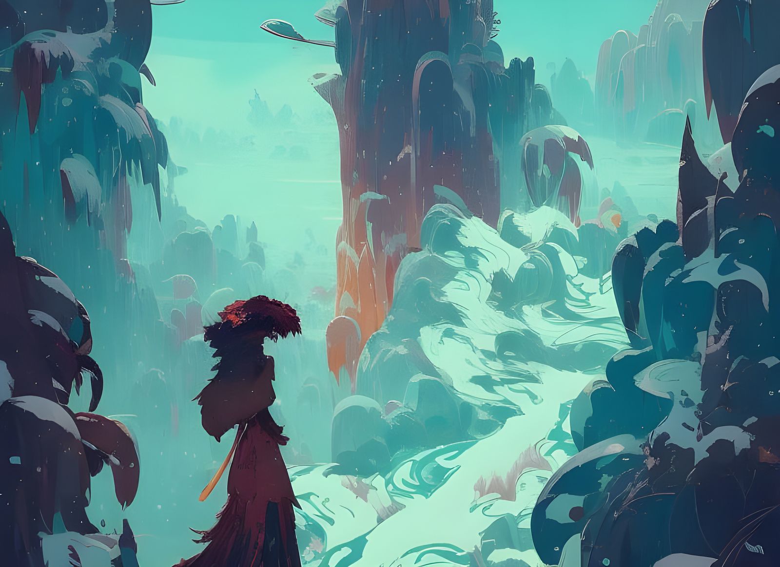 Winter Animal Spirits in Composite Art Style