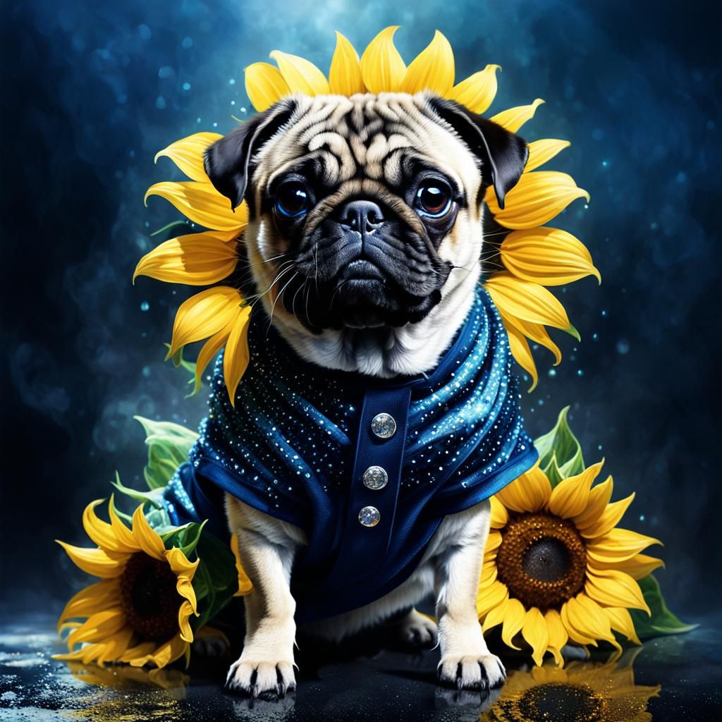 Funny Pug Flower