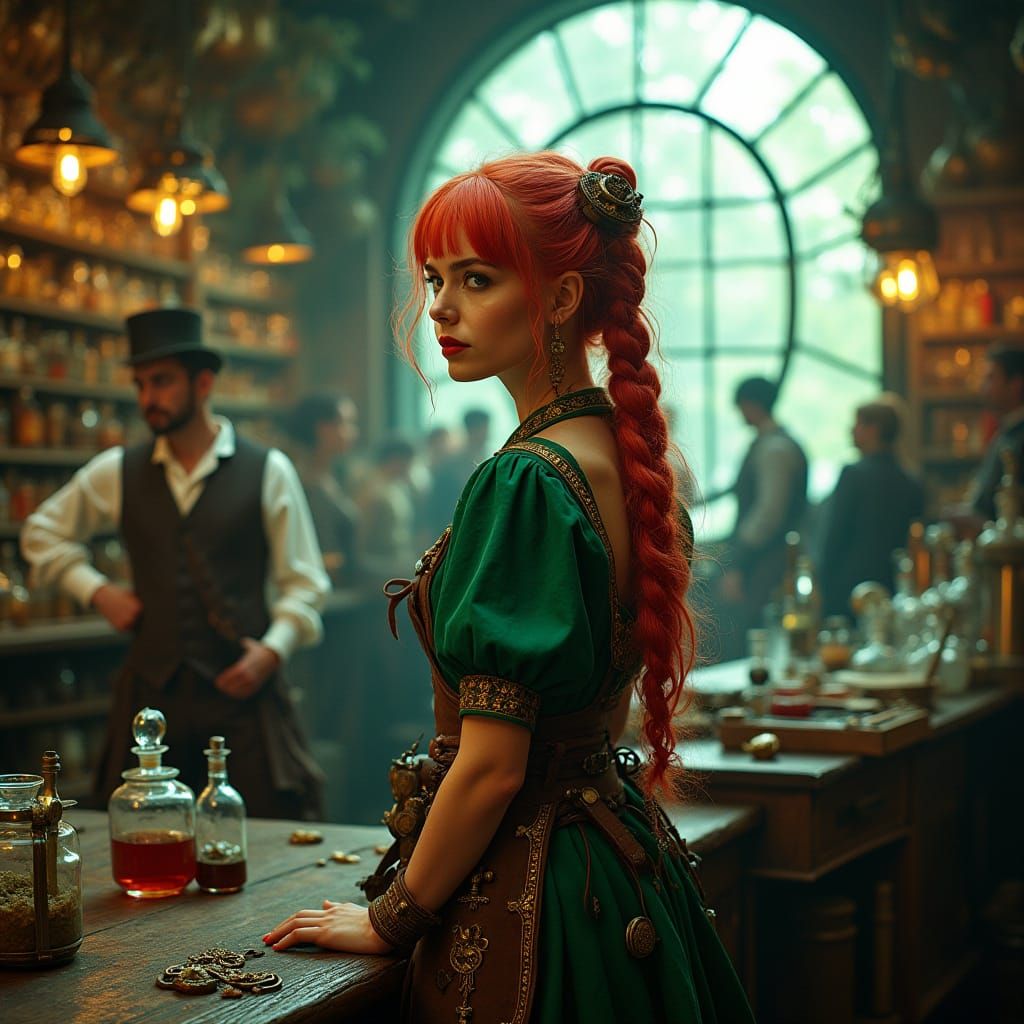 Steampunk Alchemist in Victorian City