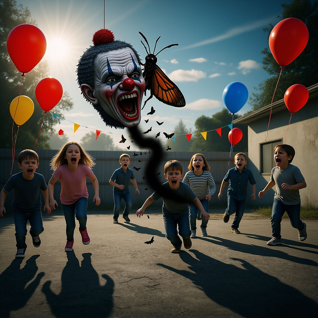 Haunted Clown Pinata Unleashes Shadows at Party