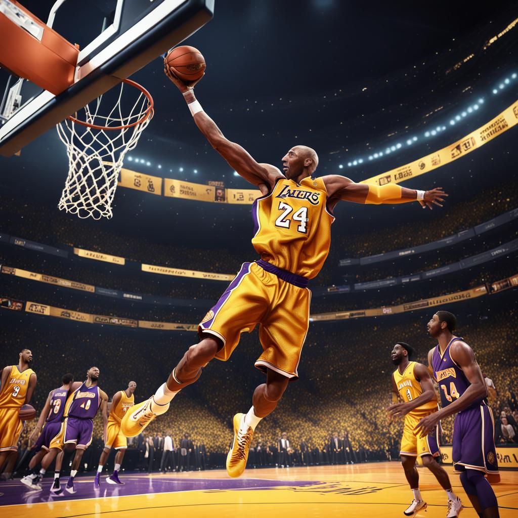 Kobe Bryant Golden Basketball Dunk: Fantasy Art