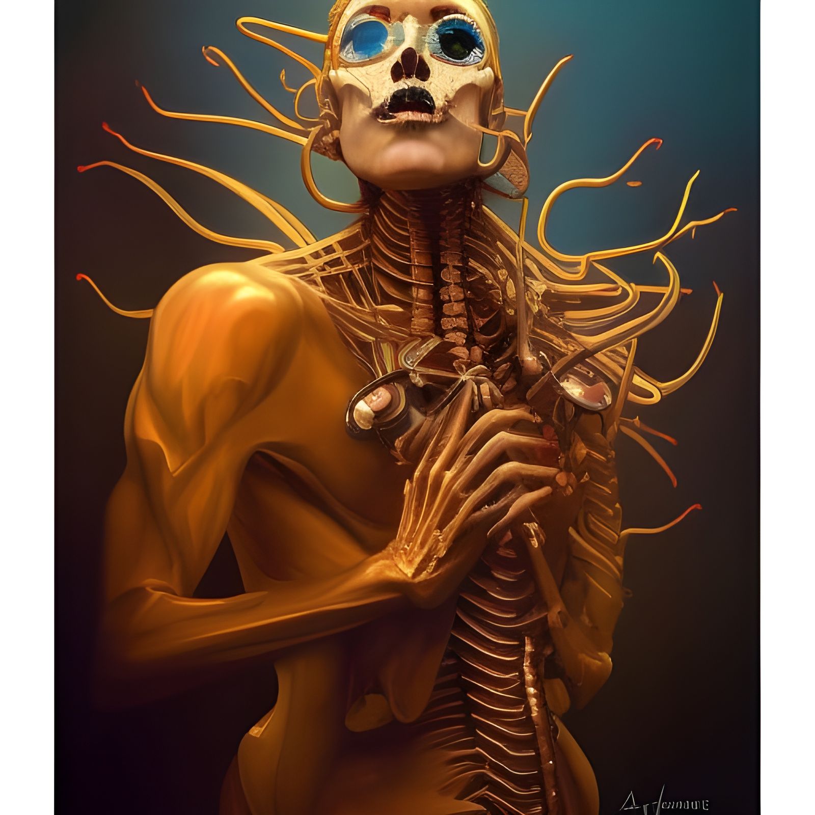 Flaming Skeletons Rock Band in Hyperrealistic Style