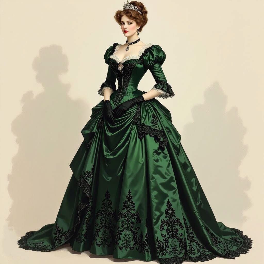 1890s Woman in Opera Gown Impressionist Portrait