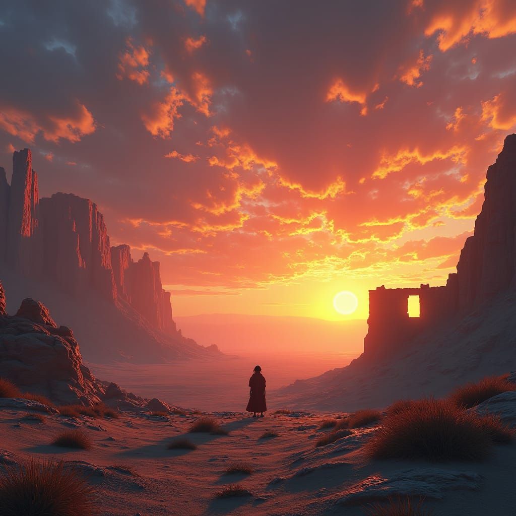 Desert Sunset: Fantasy Concept Art in 8k