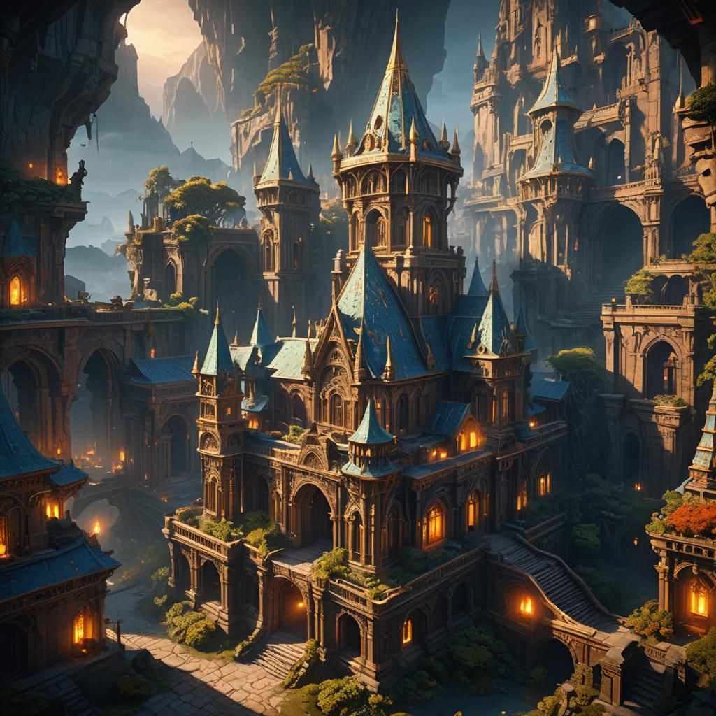 Fantastical Landscape with Glowing Elements in Cinematic Sty...