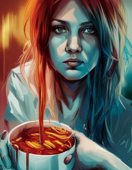 McDonald's Employee: Detailed Digital Mixed-Media Illustrati...