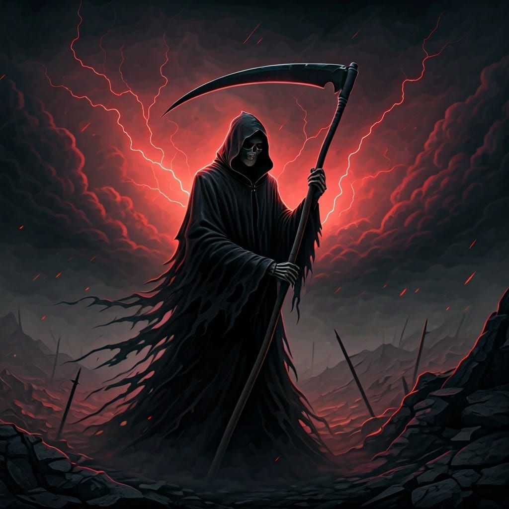 Ominous Figure Awaits in War-Torn Landscape