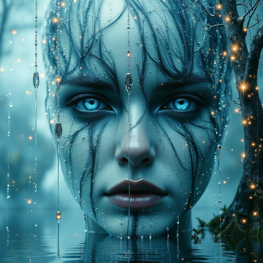Dreamlike Portrait in Ethereal Blue