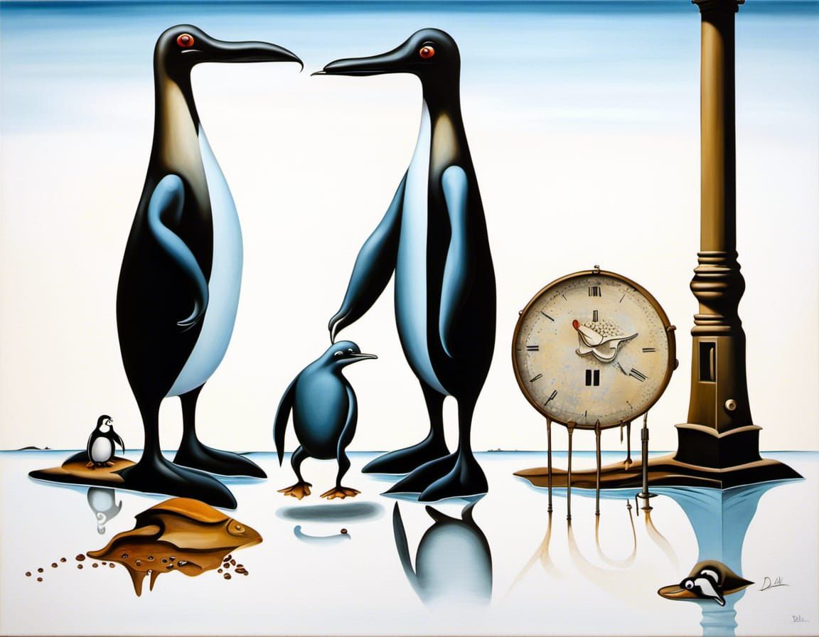 Surreal Platypus vs Penguin Urban Street Scene
