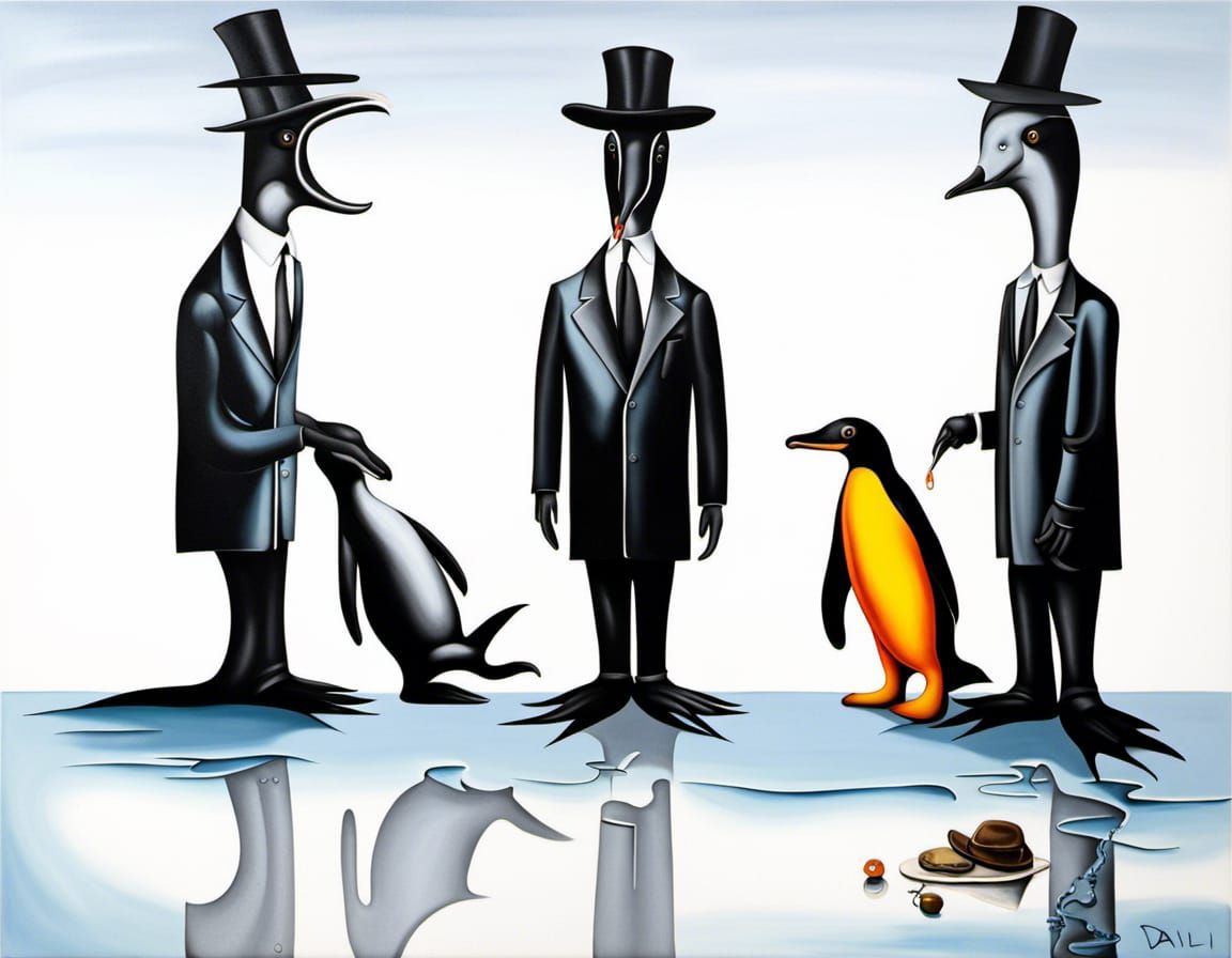 Surreal Platypus vs Penguin Urban Street Scene