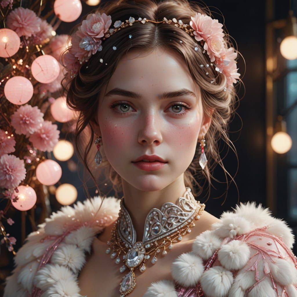 Hyper-Realistic Portrait in Opulent, Dreamy Aesthetic