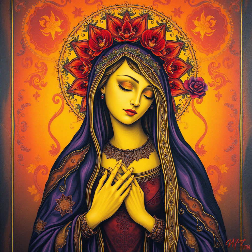 Psychedelic Gothic Goddess in Oil Painting