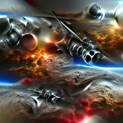 Intense Space Battle with Lasers in Sci-Fi Style