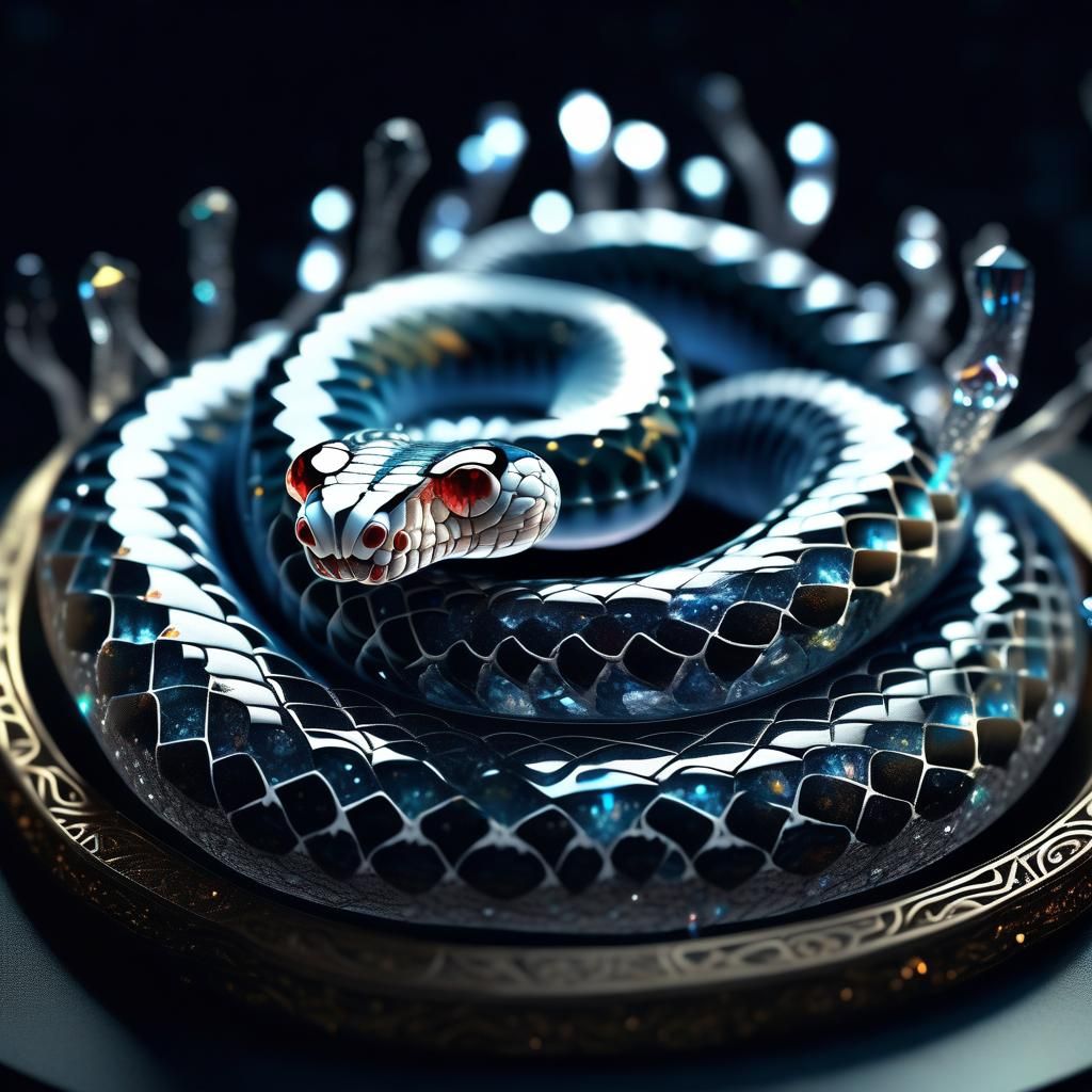 Epic Crystal Snake in Dark Art Style