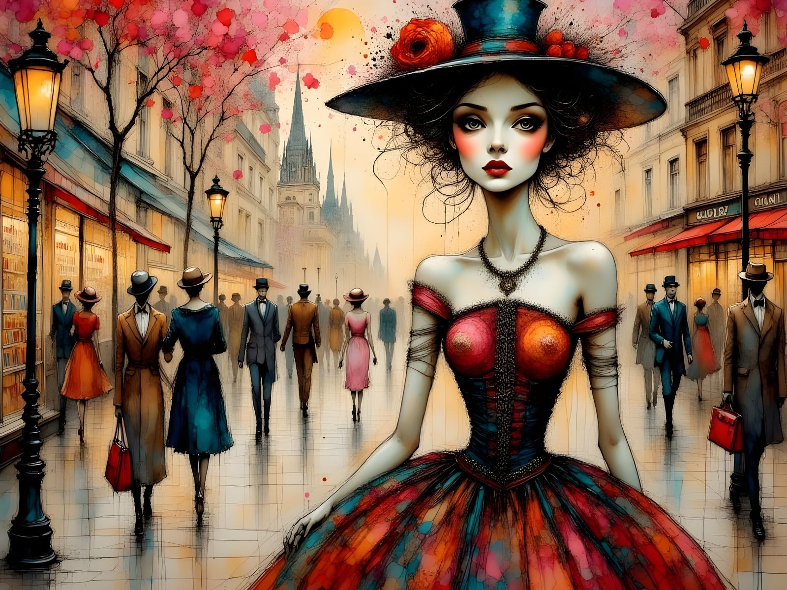 Surreal Parisian Goddess in Elegant Attire