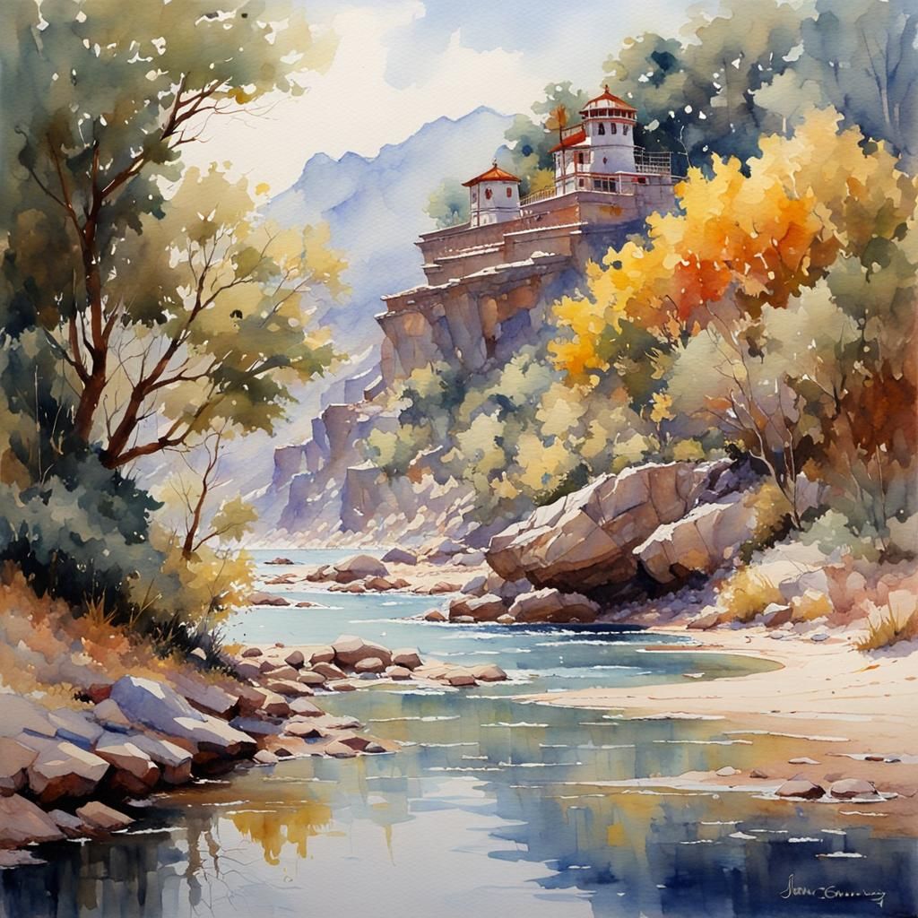 Watercolor Landscape Inspired by James Gurney