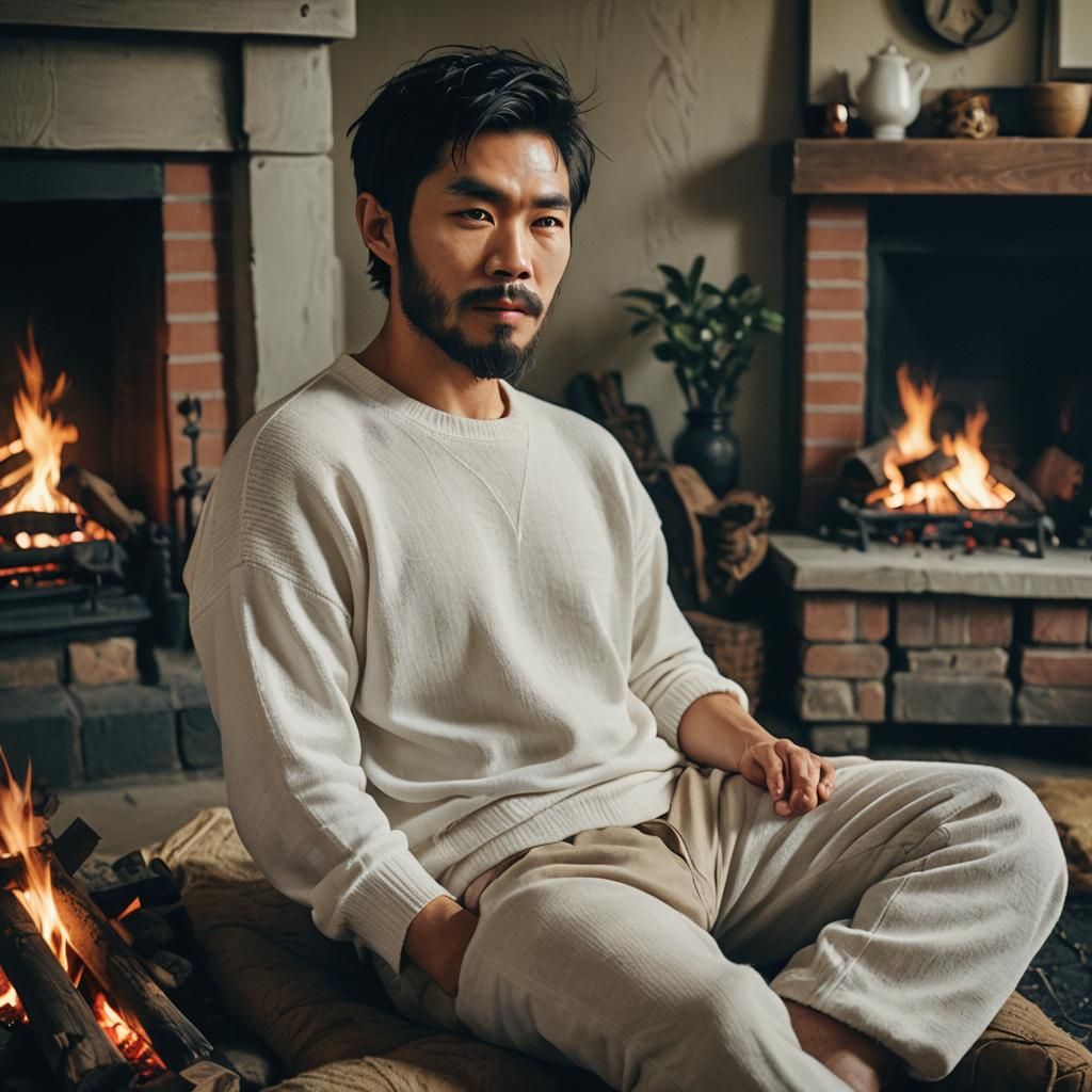 Attractive Elf Man Lounging, Cinematic Film Still