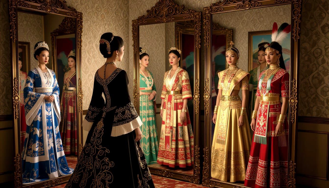 Victorian Woman's Mirror Shows Diverse Cultural Reflections