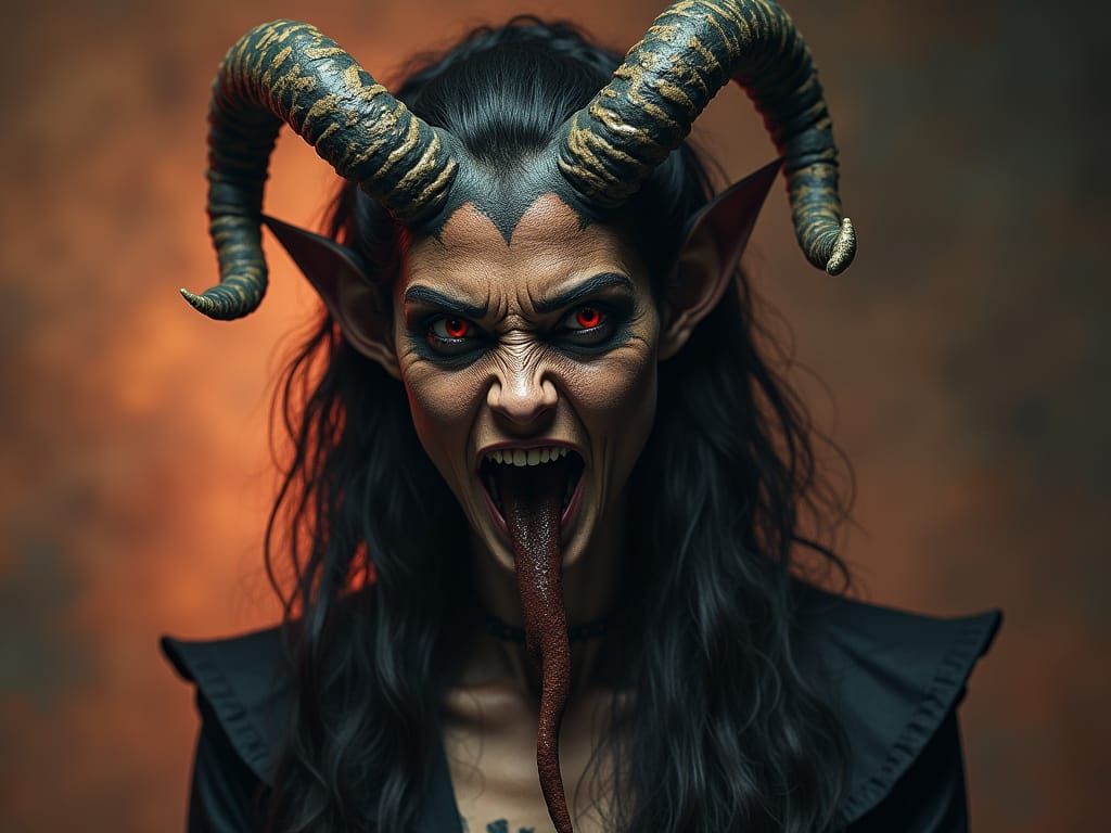 Sneering Demon Queen in Dark Fantasy Style