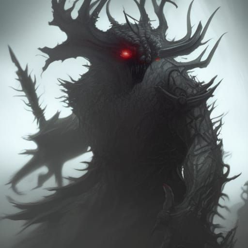 Dark Fantasy Figure Hiding: Hyperdetailed Concept Art