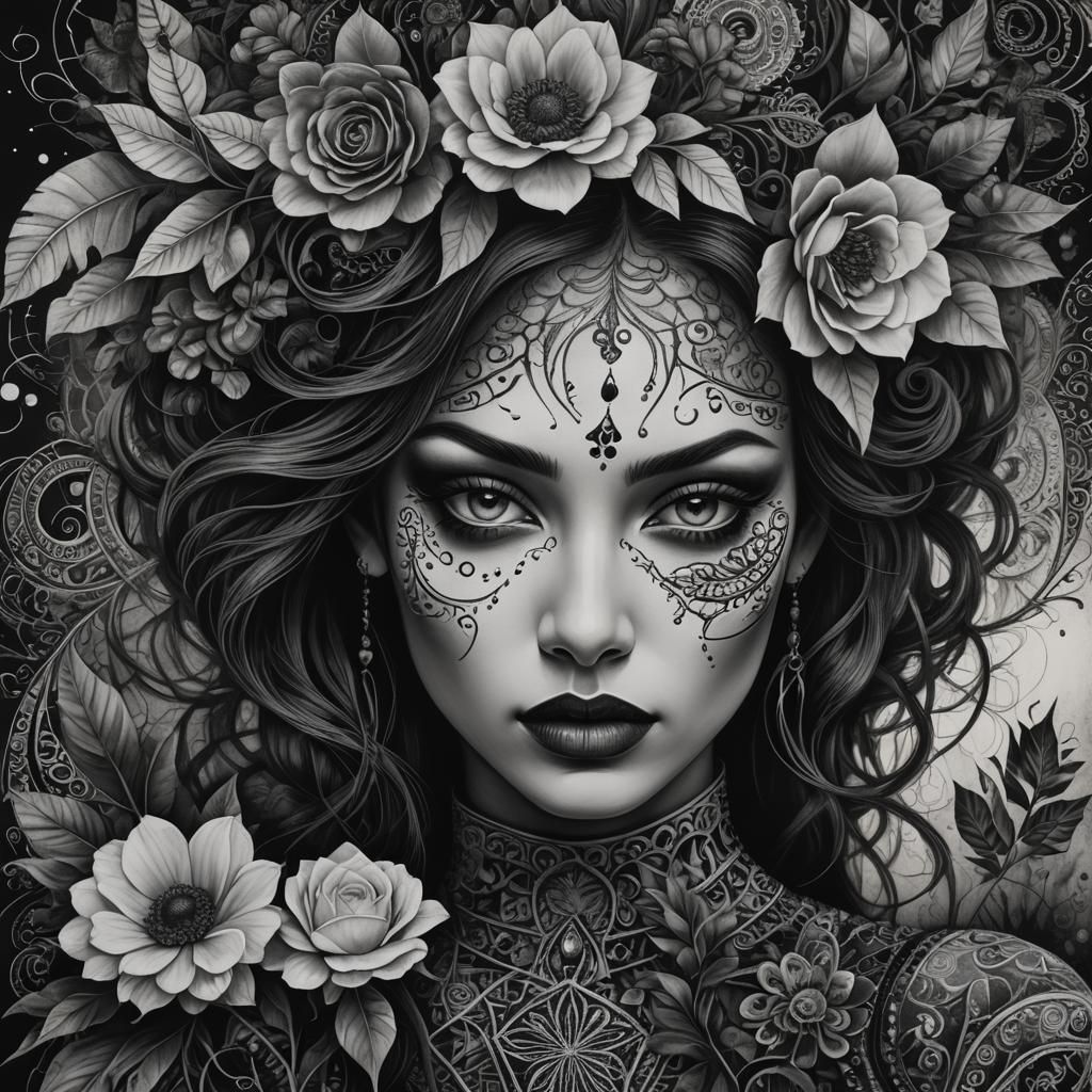 intriguing charcoal portrait