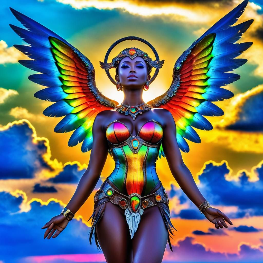 Winged Goddess Mage in Psychedelic Dreamscape