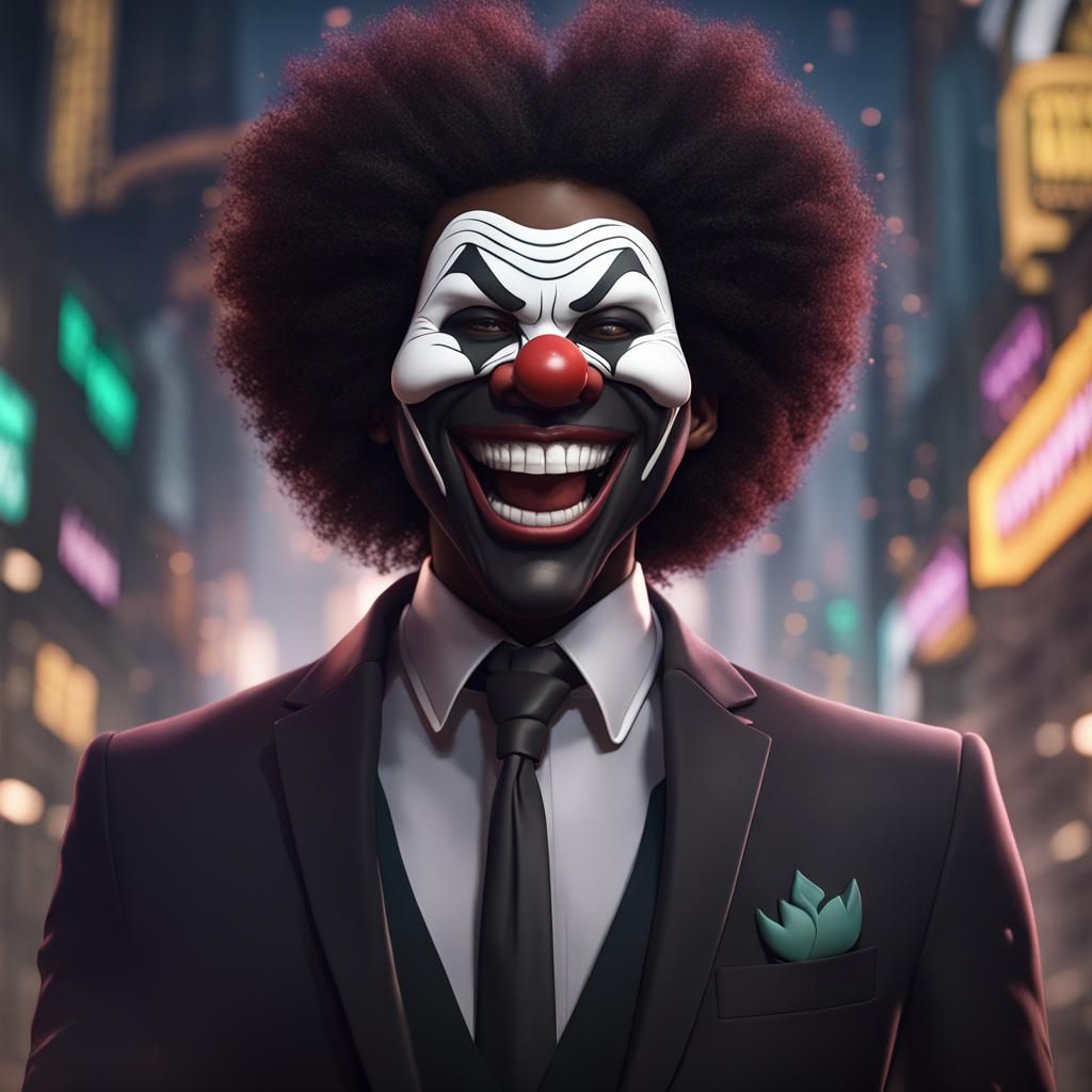 Black Man with Anime Mask Grabbing Joker