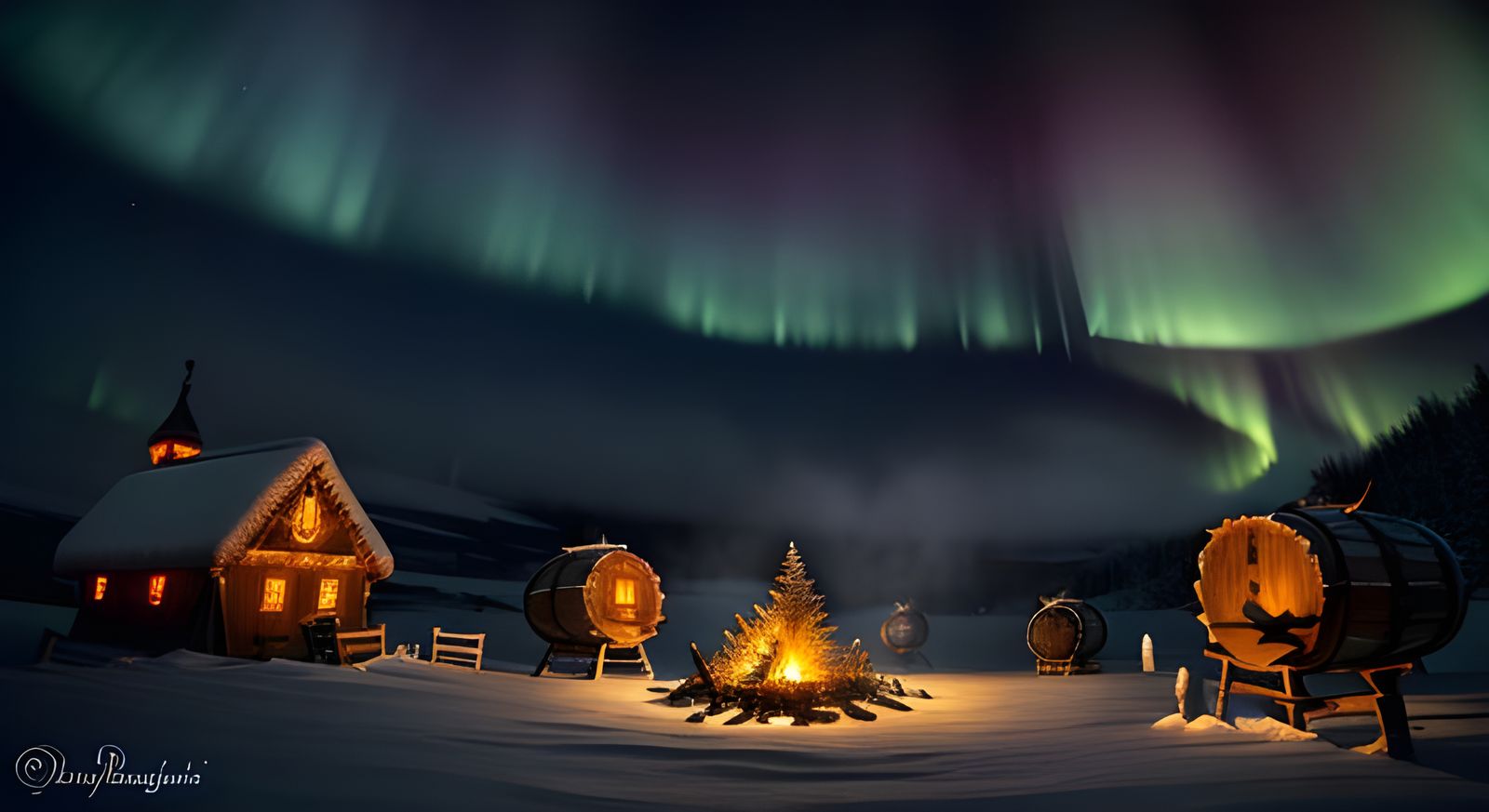 Dark Fantasy Viking Holiday Scene
