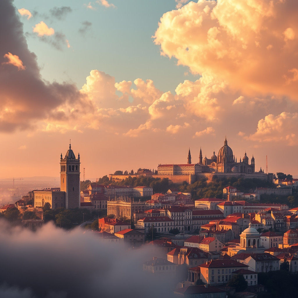 Lisbon Skyline: Dreamlike Fantasy Art