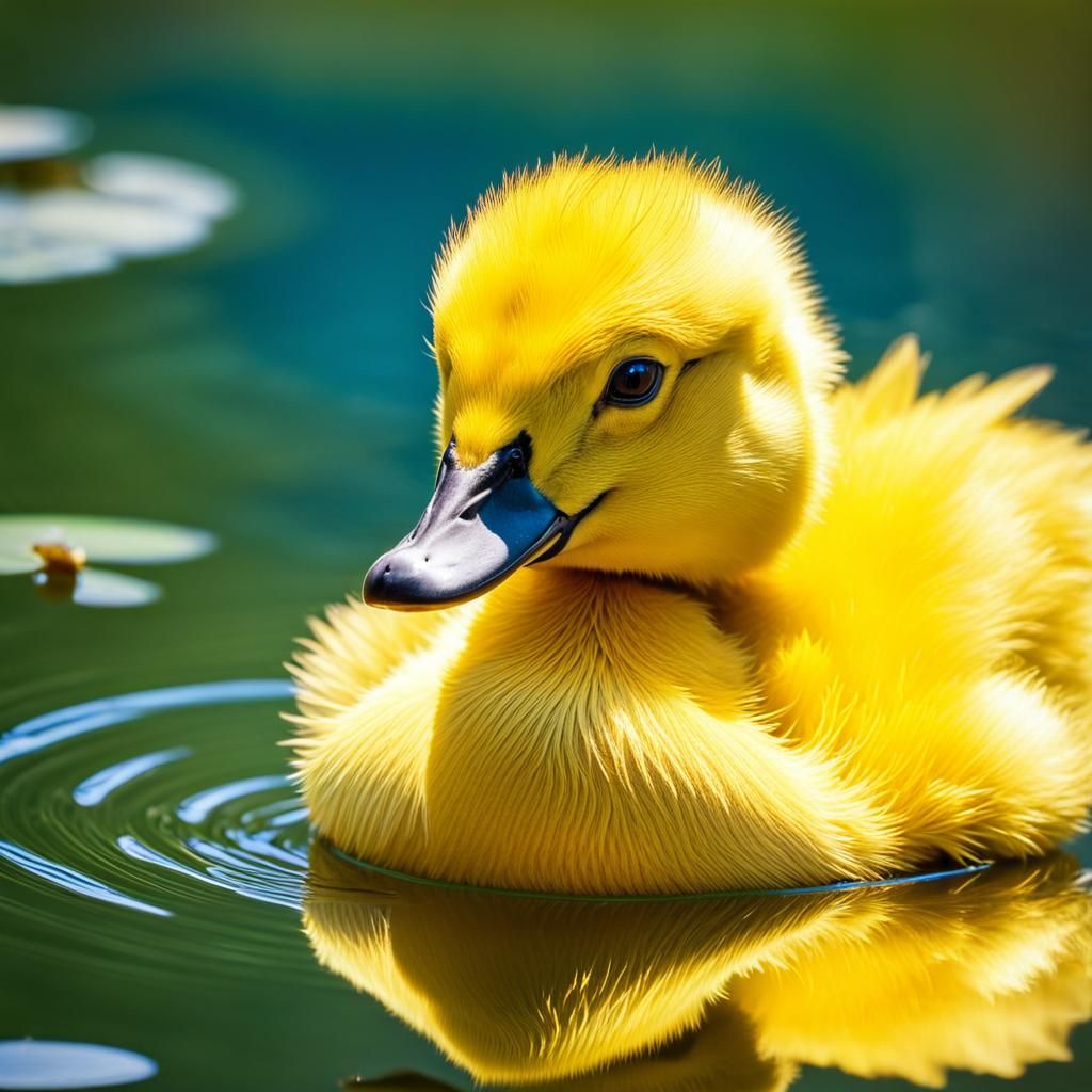 Adorable Yellow Duckling with Glowing Eyes