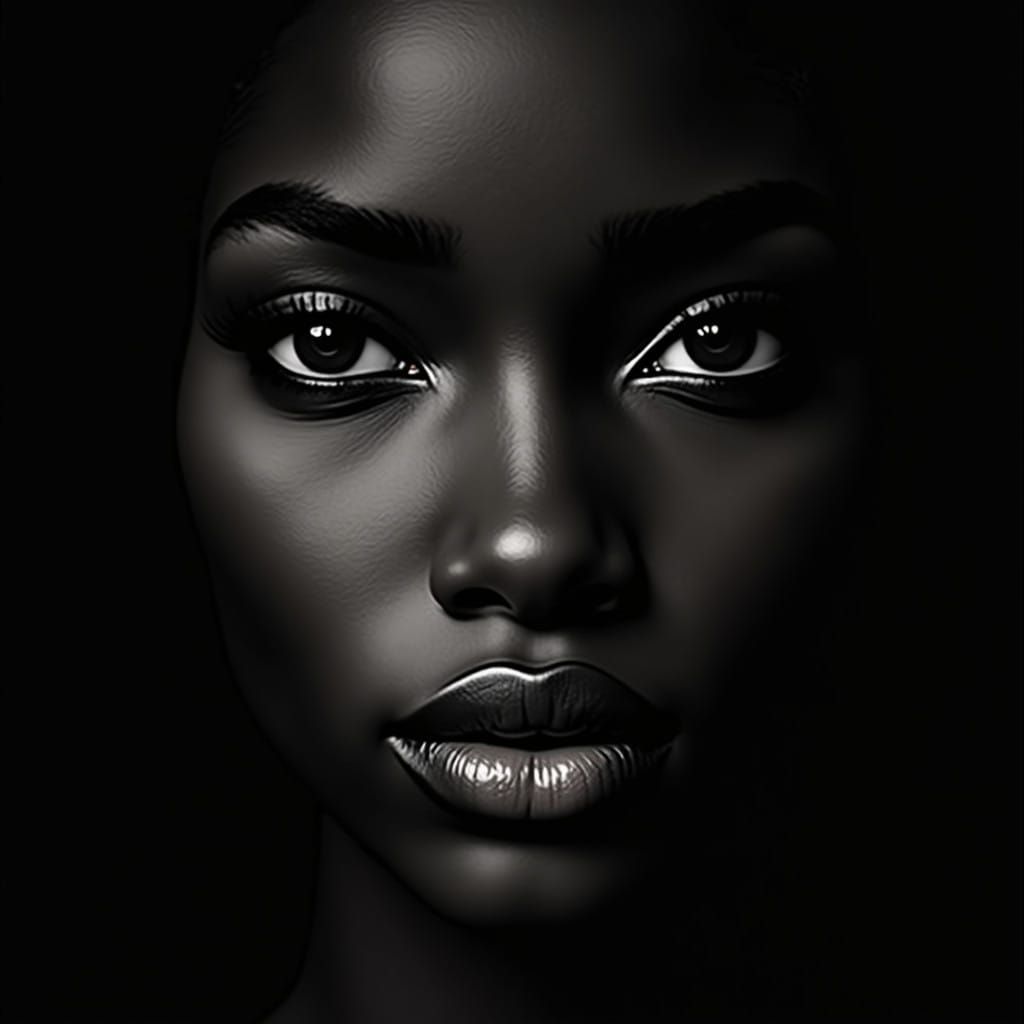 African American Woman's Portrait in Hyper-Realistic Style