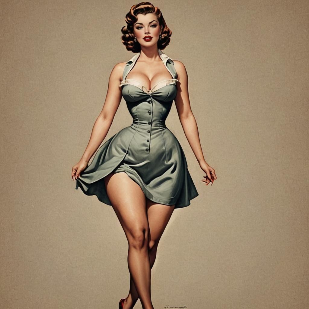Classic Pin-Up Portrait of Hourglass Figure