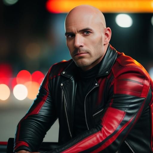 Handsome Biker in Leather Suit: Professional Photography