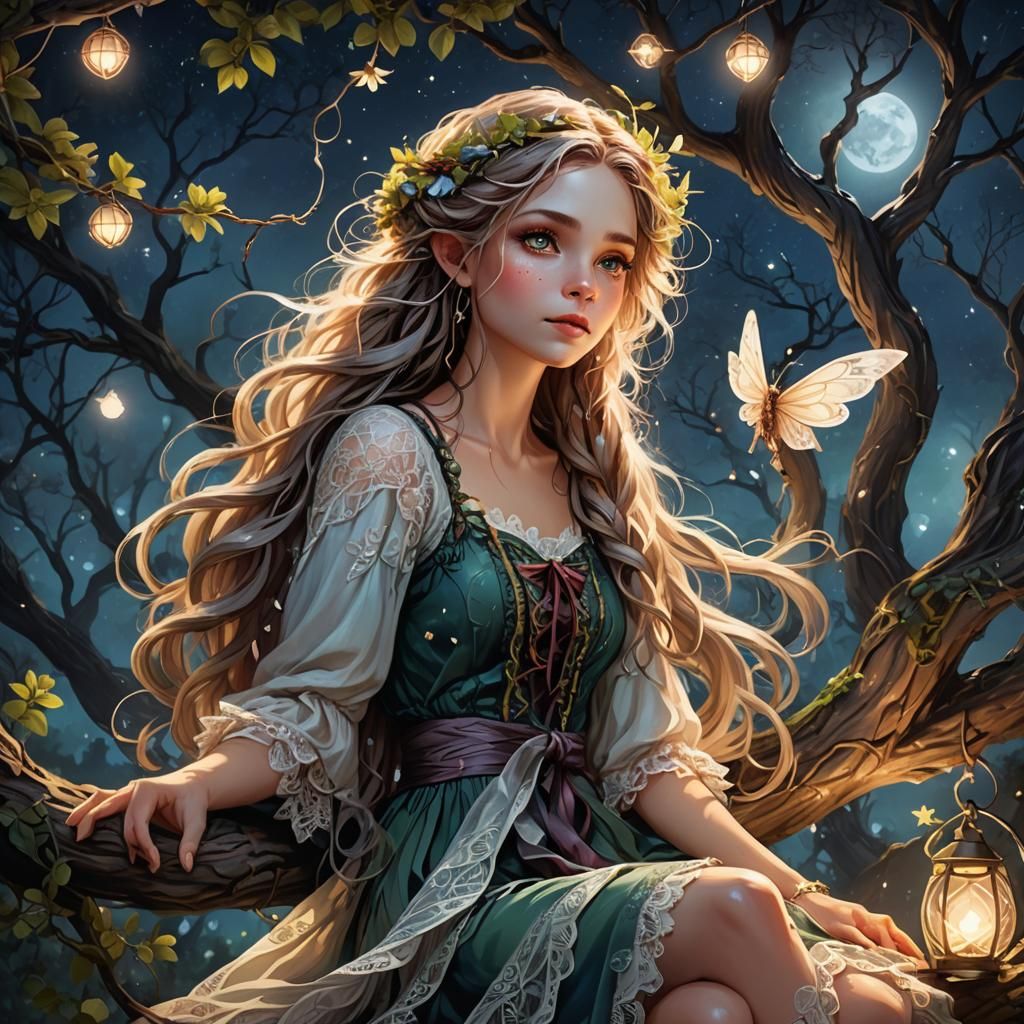 Enchanting Fairy in Mystical Forest Digital Painting