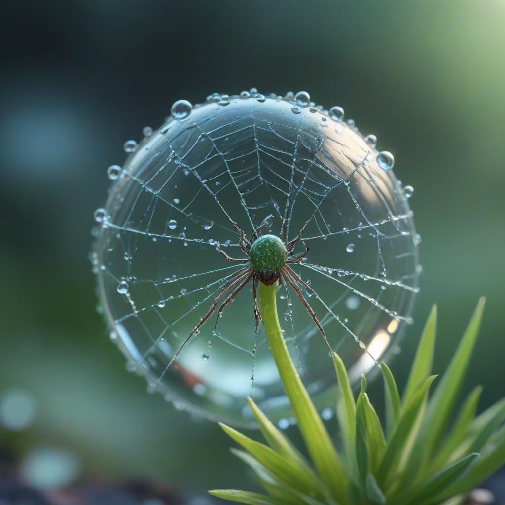 Miniature World Inside a Dewdrop: Digital Art