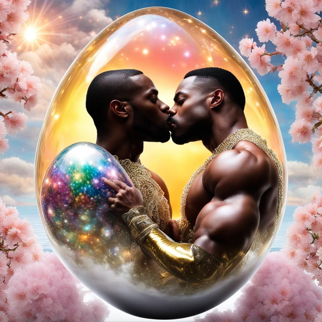 Hyperreal Kiss Inside Easter Egg with Transparent Armor
